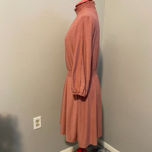 Est. 1946 Smocked Collar French Dot Boho Long Split Sleeve Dress Size L - Picture 10 of 14